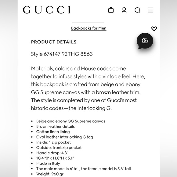 GUCCI BACKPACK WITH INTERLOCKING G - Picture 6 of 6